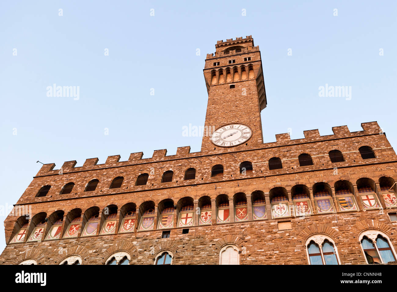 Palazzo Vecchio e Piazza della Signoria di Firenze, Provincia di Firenze, Toscana, Italia Foto Stock