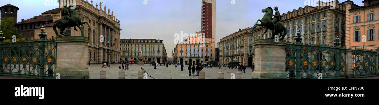 Piazza Castello con il Palazzo Reale, Torino Foto Stock