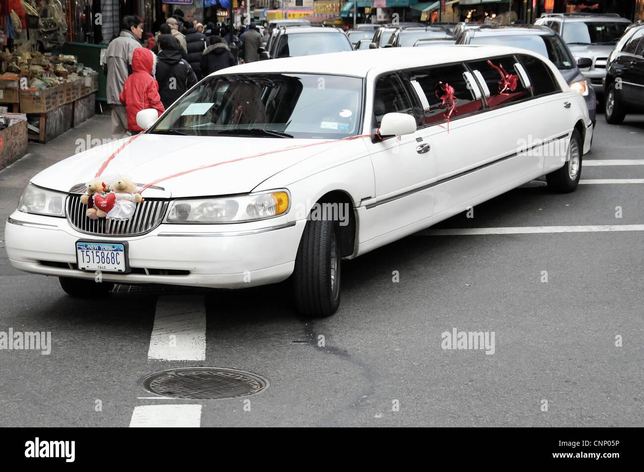 Wedding Lincoln Limousine in New York City, Stati Uniti d'America Foto Stock