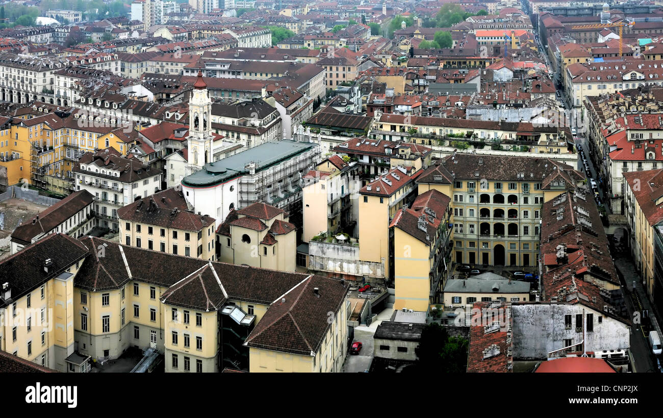 Vista panoramica di Torino dalla Mole Antonelliana Foto Stock