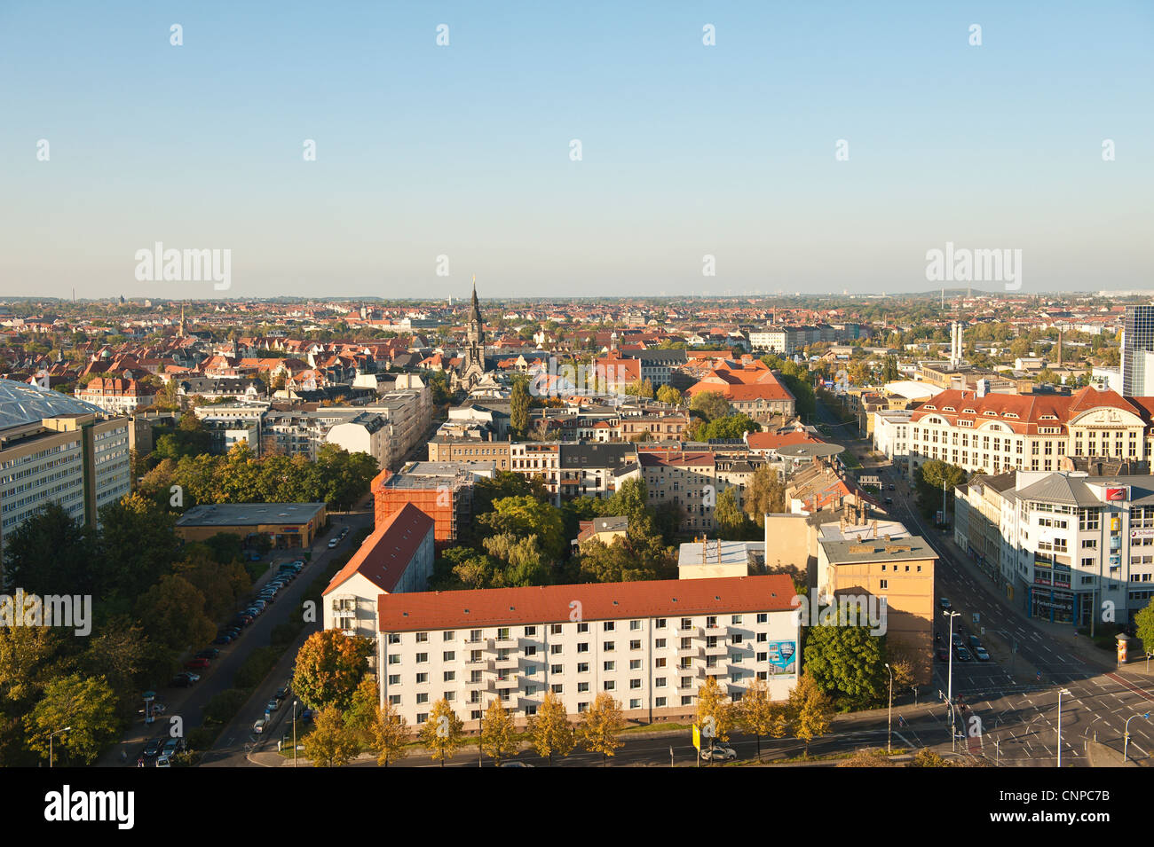 Skyline di Leipzig, Germania. Foto Stock
