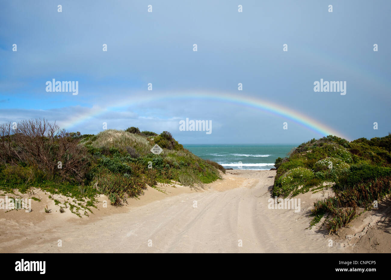 Rainbow. Beachport. Limestone Coast. A sud-est. Il South Australia. Foto Stock