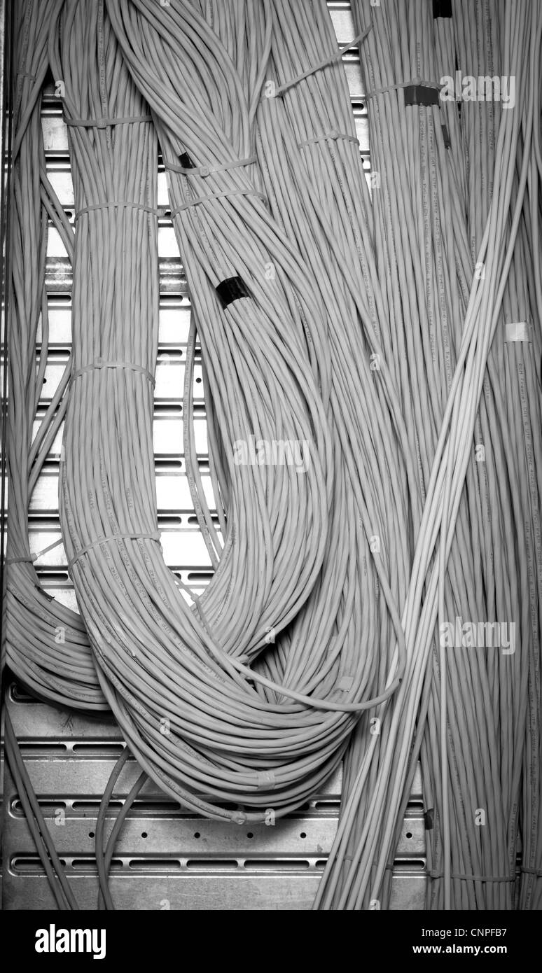 In prossimità dei cavi di rete Foto Stock