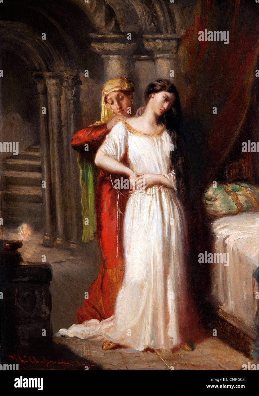 Desdemona di ritirarvi nel suo letto 1849 da Théodore Chasseriau 1819-1856 Francia - Francese Foto Stock