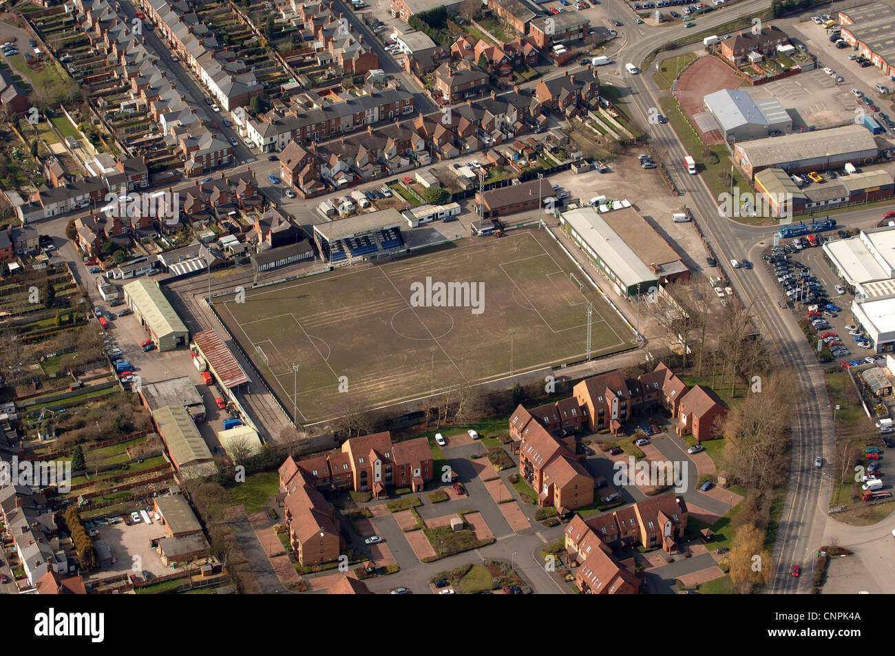 Vista aerea Stafford Rangers Football Club Inghilterra Staffordshire REGNO UNITO Foto Stock