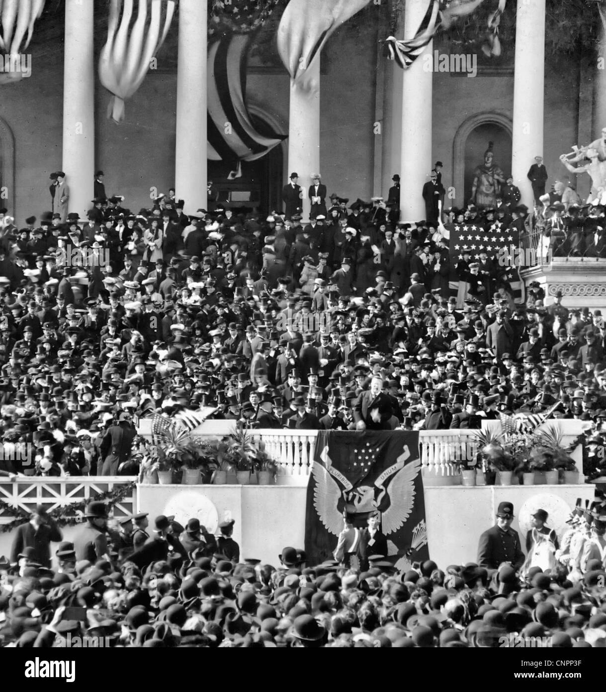 "Abbiamo fede che noi non deve risultare falso per le memorie degli uomini della mightly passato", il presidente Roosevelt discorso inaugurale, 1905 Foto Stock
