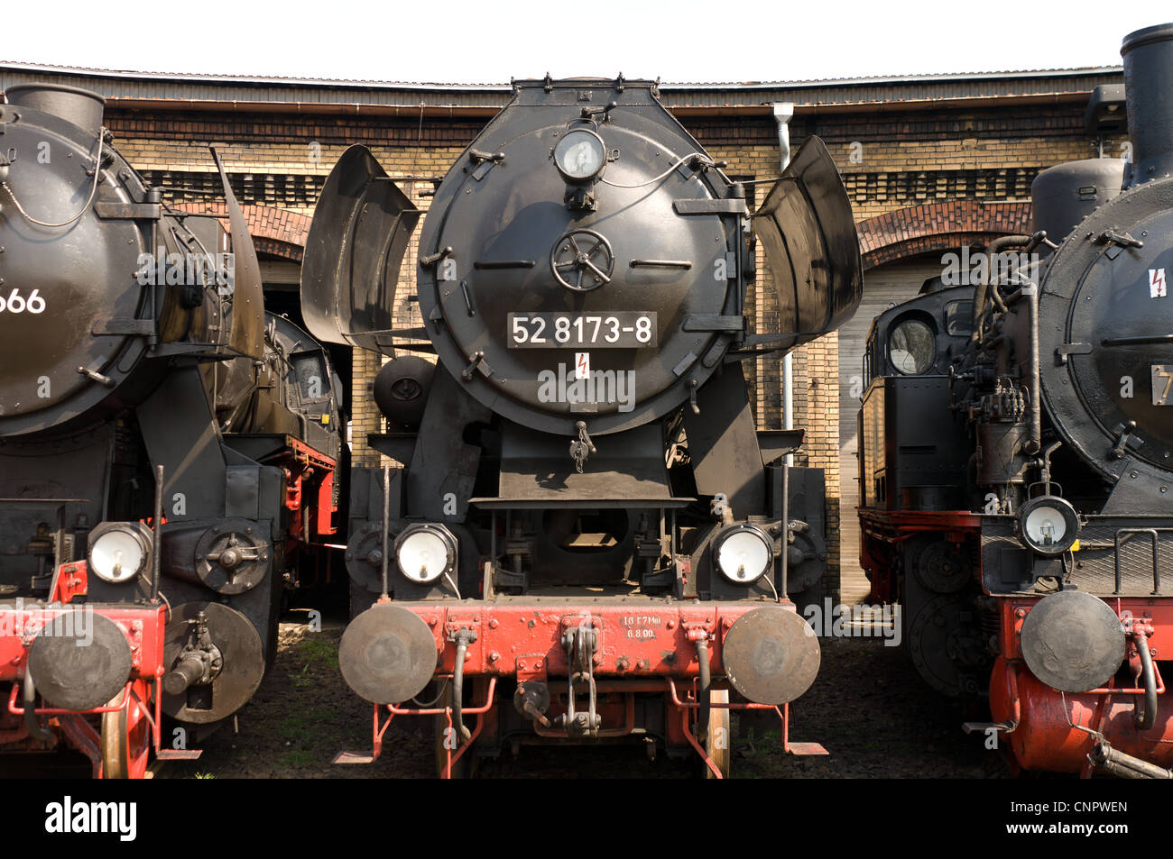 Locomotiva a vapore "Lokomotivfabrik Wien-Florisdorf Oesterreich" (centro) Foto Stock