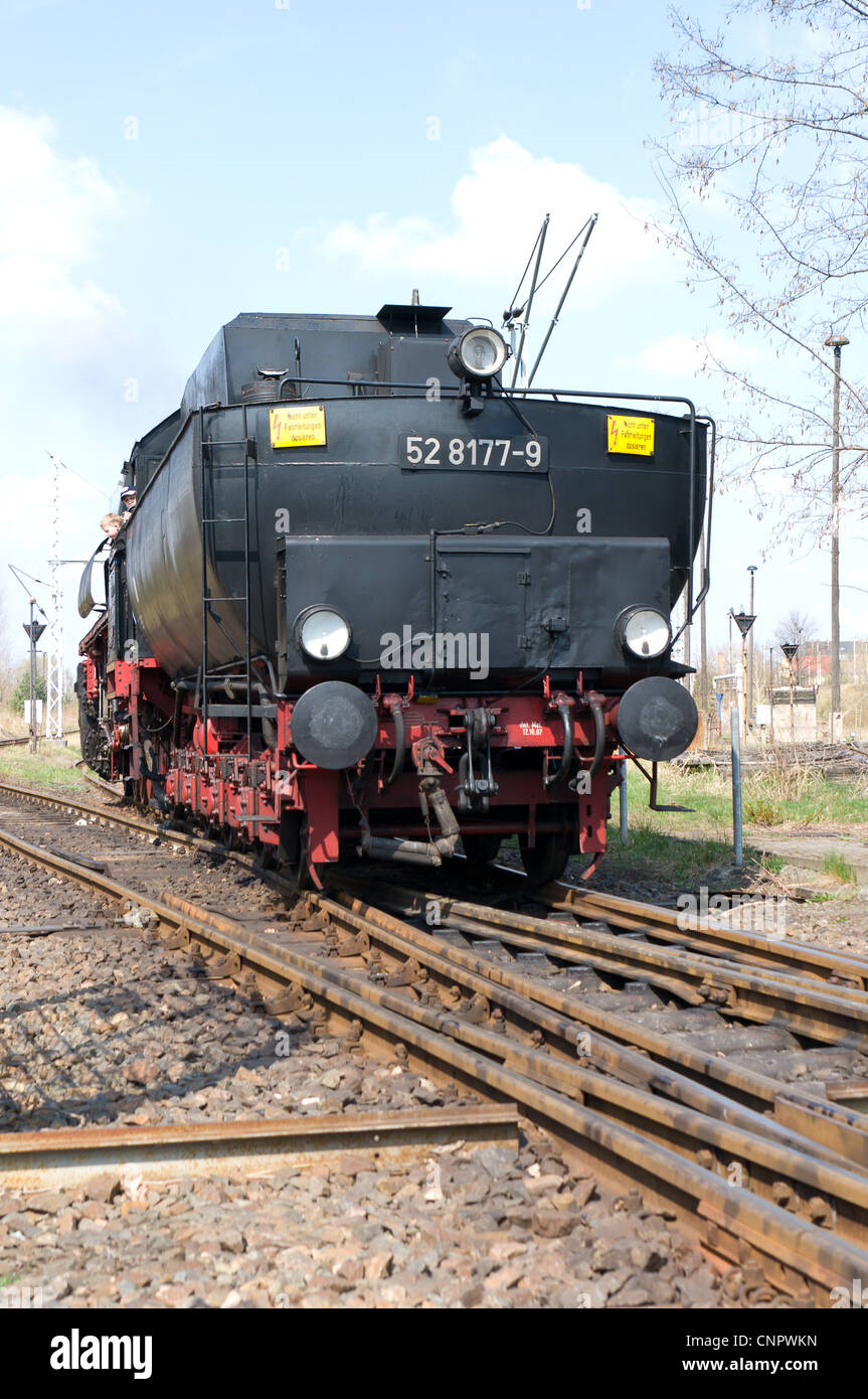 Locomotiva a vapore MBA 14 066 (Orenstein & Koppel), il Festival di Primavera, la mostra nel cantiere ferroviario Schoeneweide Foto Stock