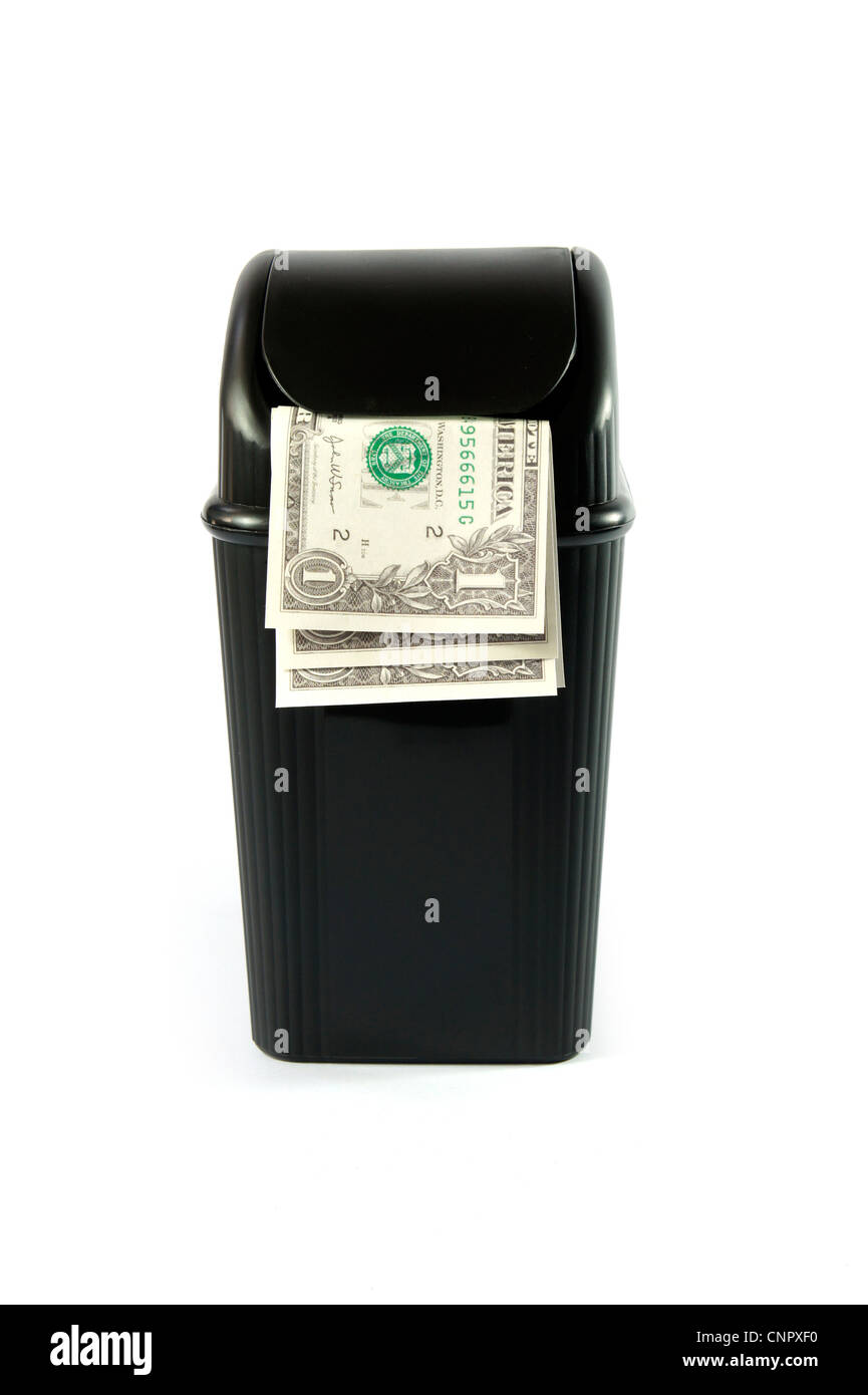 Piena dollaro carta moneta cestino Foto Stock