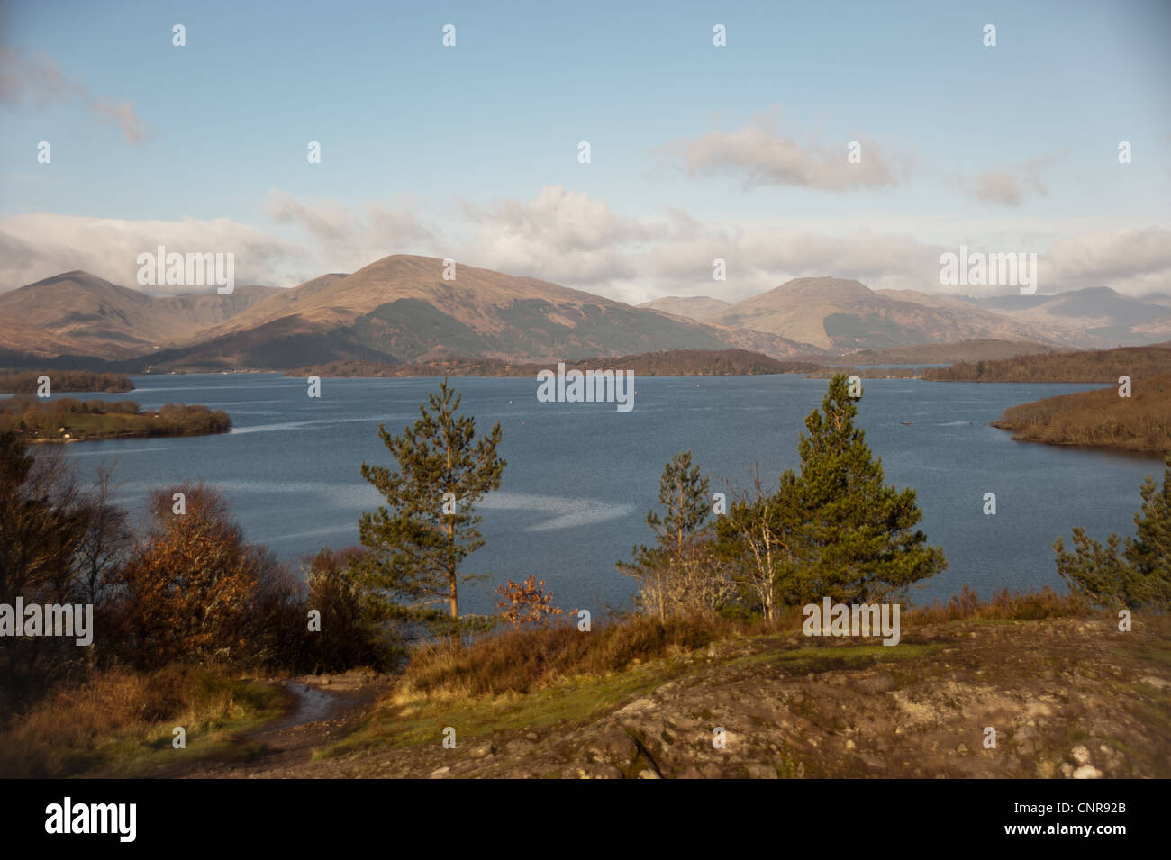 Una vista del Loch Lomond dal West Highland Way vicino a Balmaha Foto Stock
