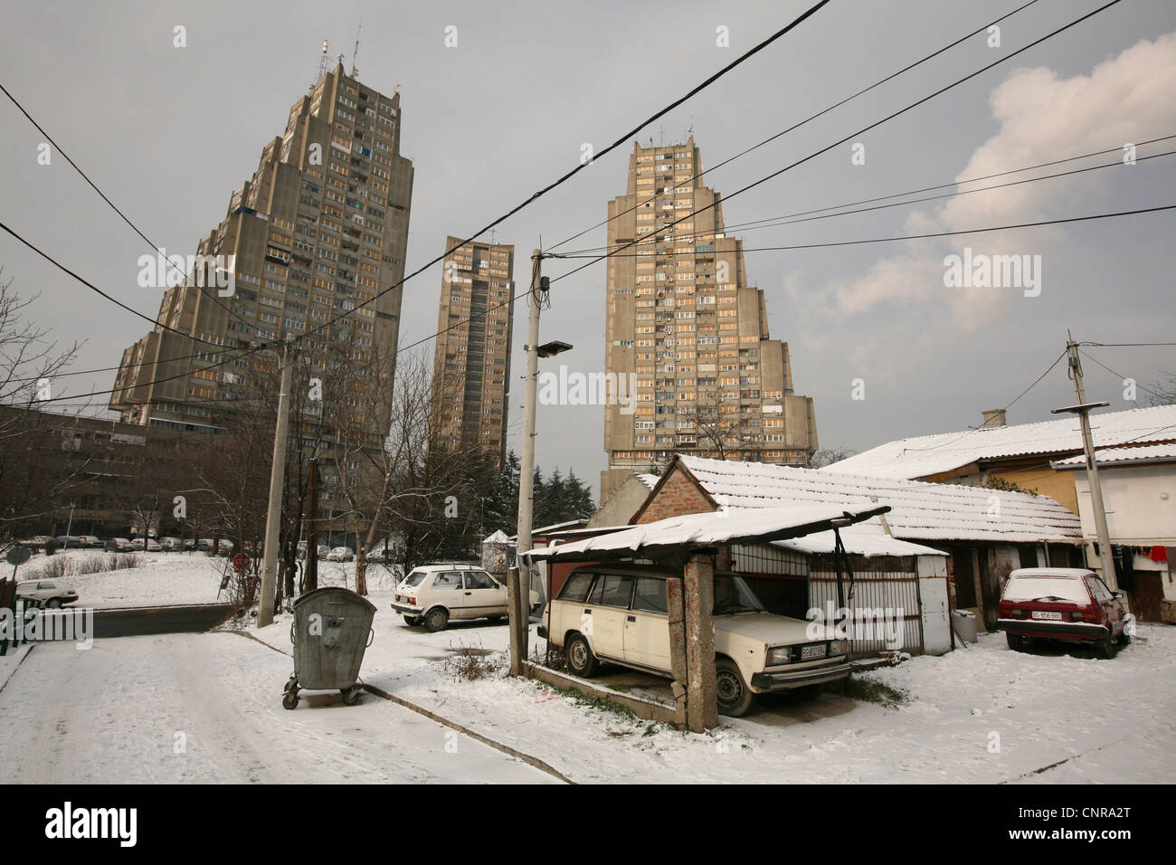 Porta orientale di Belgrado, la dimora monumentale complesso di architettura Socialista di Belgrado, in Serbia. Foto Stock