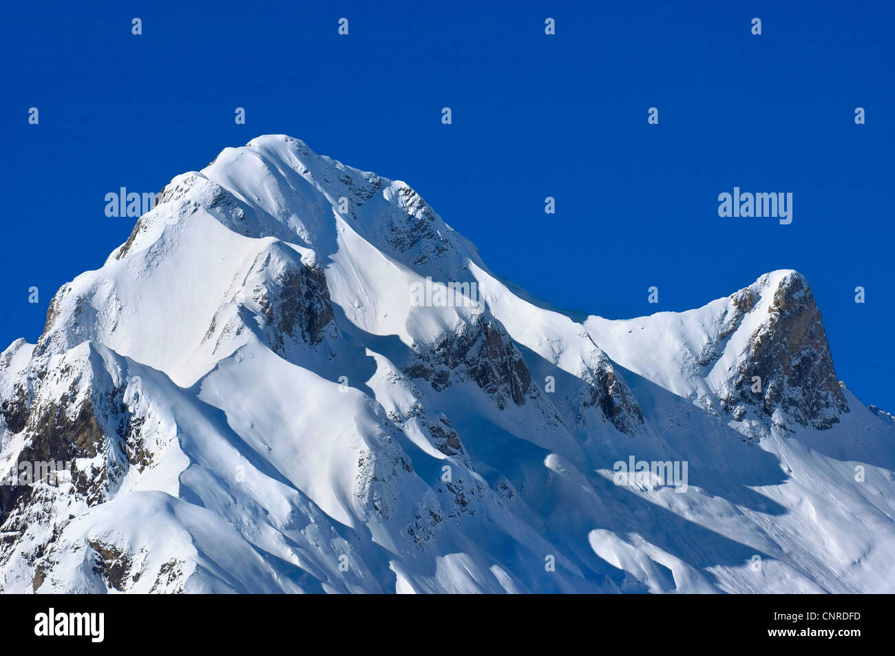 Montagne panoramiche su Les Menuires ski resort, Francia, Savoie, Alpi Foto Stock