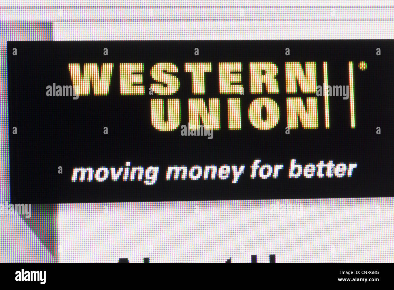 Western Union logo sul sito web pagina Foto Stock