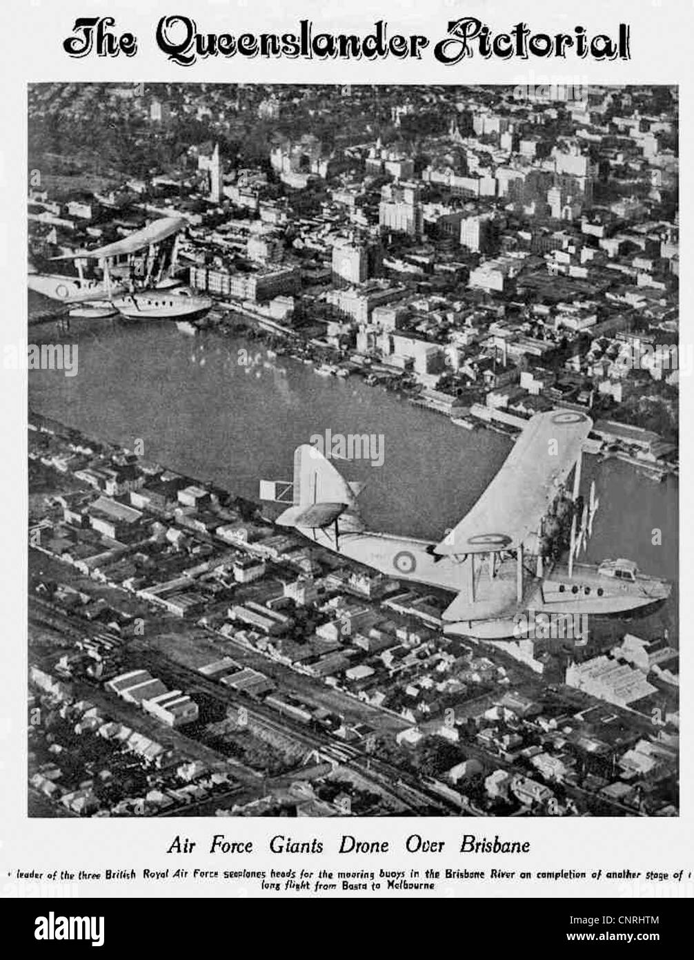 Due RAF breve Rangoon imbarcazioni battenti oltre il Fiume Brisbane, voce per le boe di ormeggio. Esse sono state completando una mostra fl Foto Stock