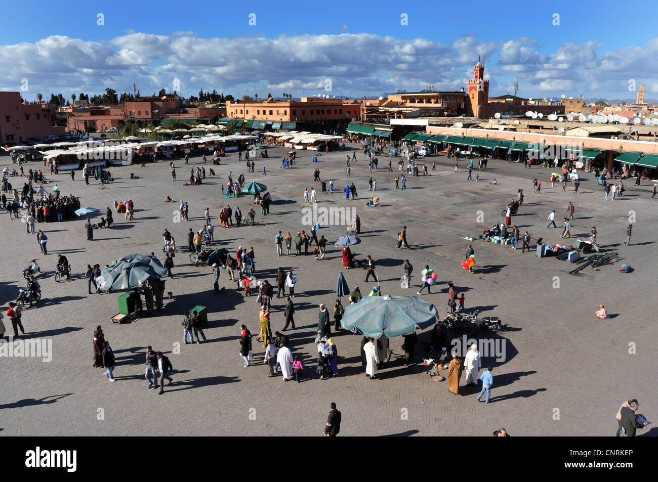Marrakech piazza principale Djamaa El Fna, Marocco Foto Stock