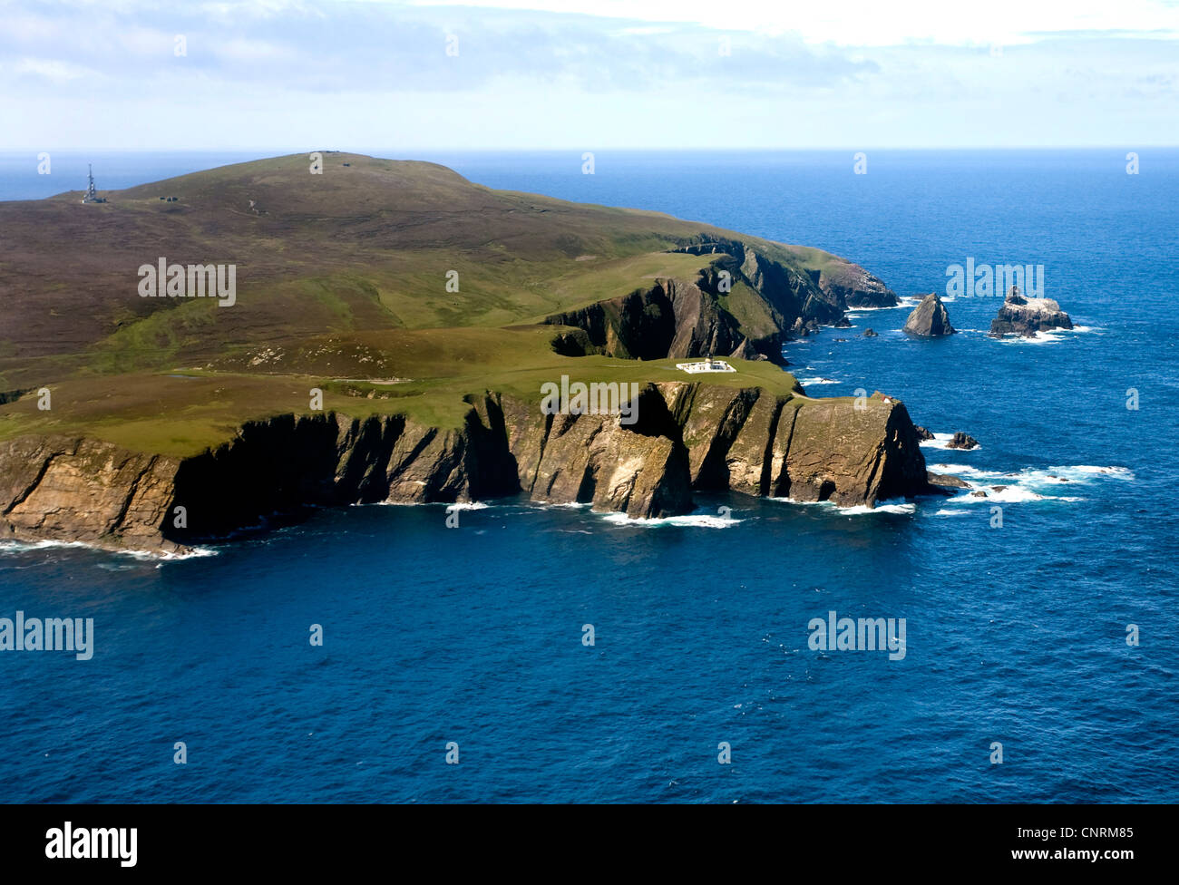 Costa Nord di Fair Isle, vista aerea, Regno Unito, Scozia, isole Shetland, Fair Isle Foto Stock