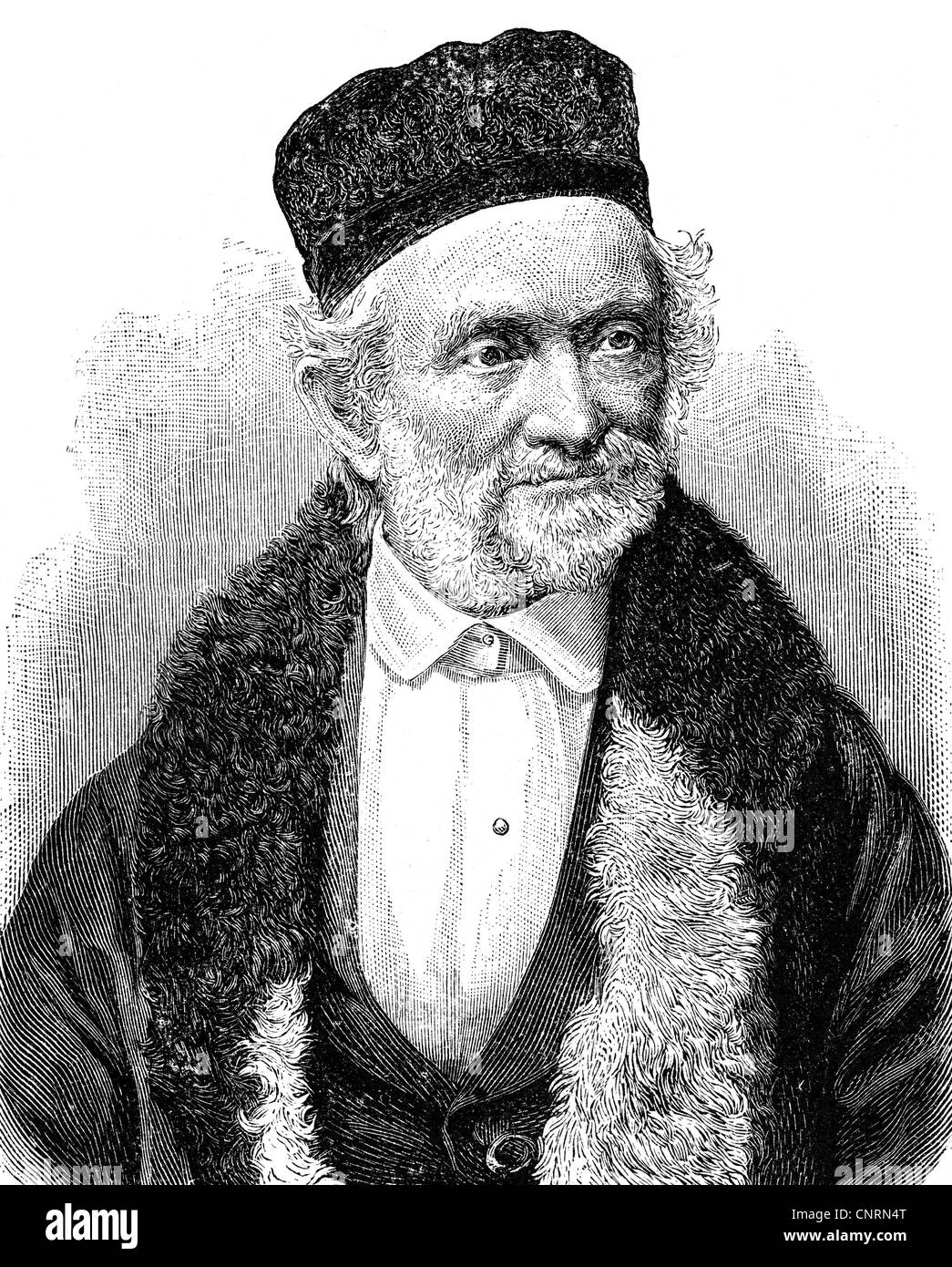 Weber, Wilhelm Eduard, 24.10.1804 - 23.6.1891, fisico tedesco, professore a Goettingen 1831 - 1837, ritratto, come vecchio uomo, incisione in legno dopo fotografia di B. Petri, Foto Stock