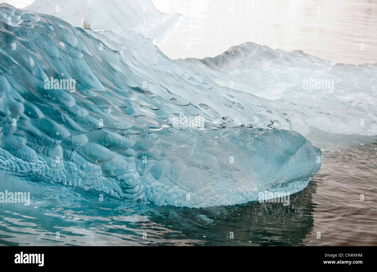 Modello di iceberg da Raudfjord, nord Spitsbergen, Norvegia Isole Svalbard Svalbard e isole Foto Stock