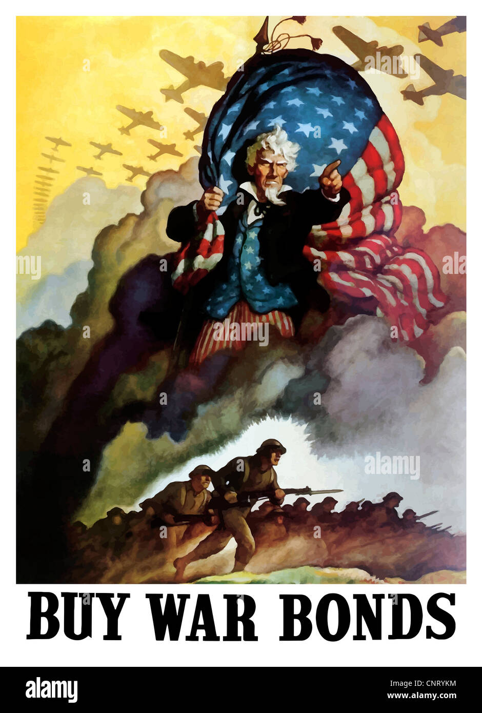 Restaurata digitalmente propaganda di guerra poster. Foto Stock