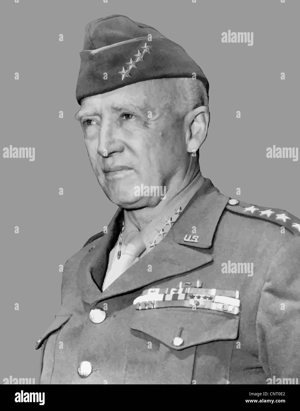 Restaurata digitalmente il vettore ritratto del generale George Smith Patton Foto Stock