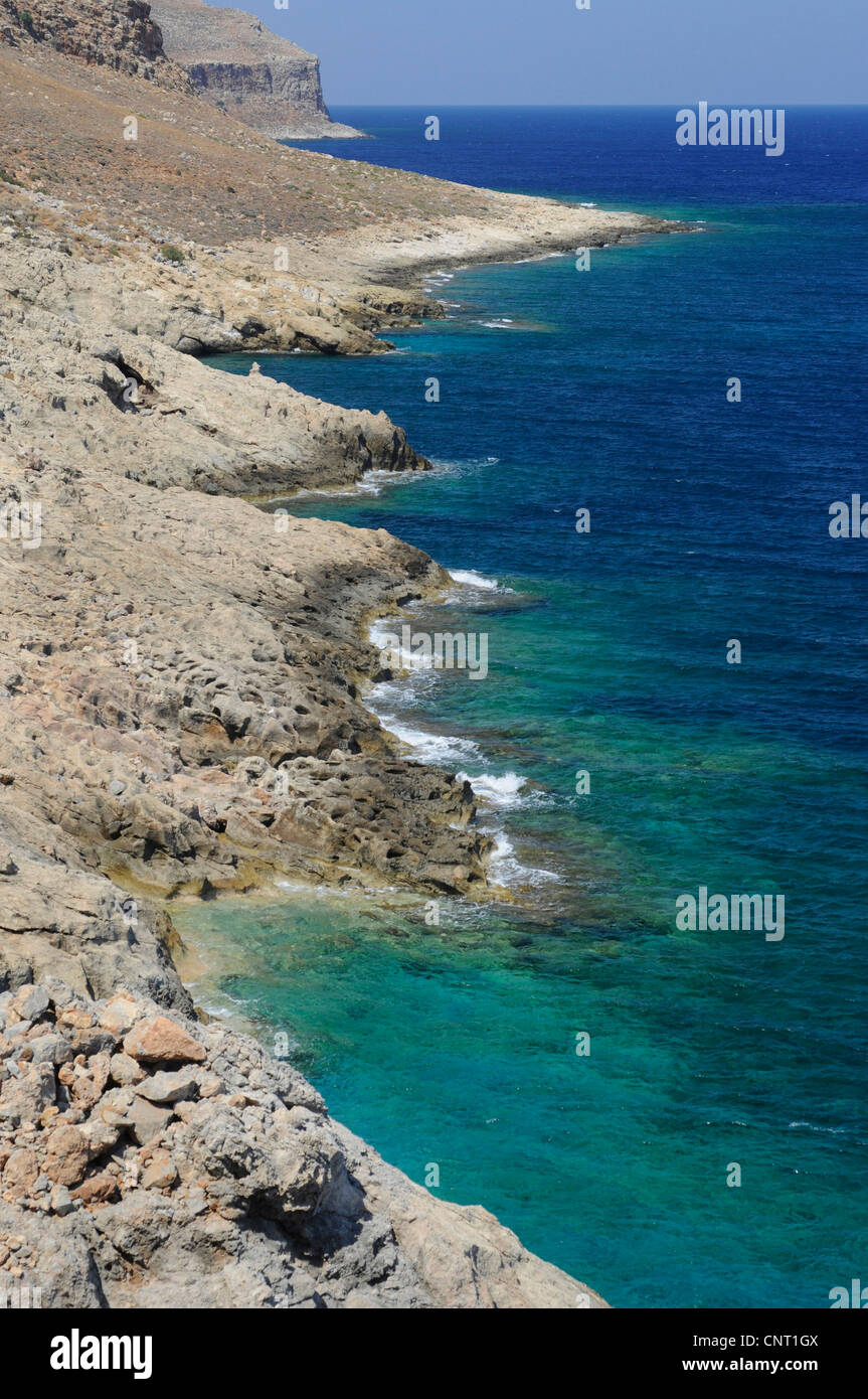 Rocky West Coast sulla Creta, Grecia, Creta Foto Stock