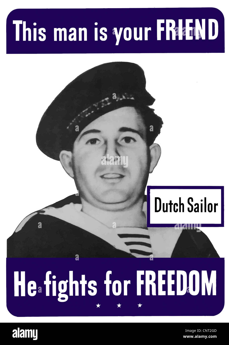 Questa annata guerra mondiale due poster offre un sorridente marinaio olandese. Foto Stock