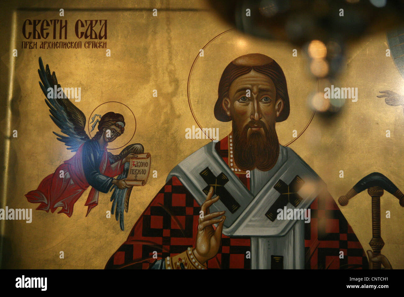 Icona di San Sava a St Parascheva la Chiesa a Belgrado in Serbia. Foto Stock