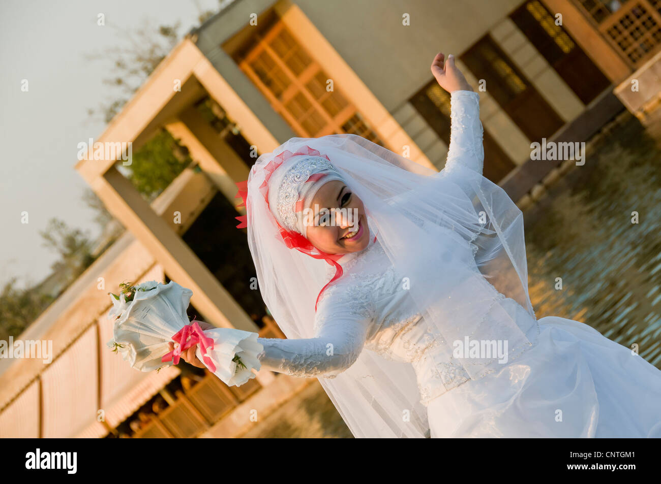 Sposa egiziana di Al Azhar Park Il Cairo Egitto Foto Stock