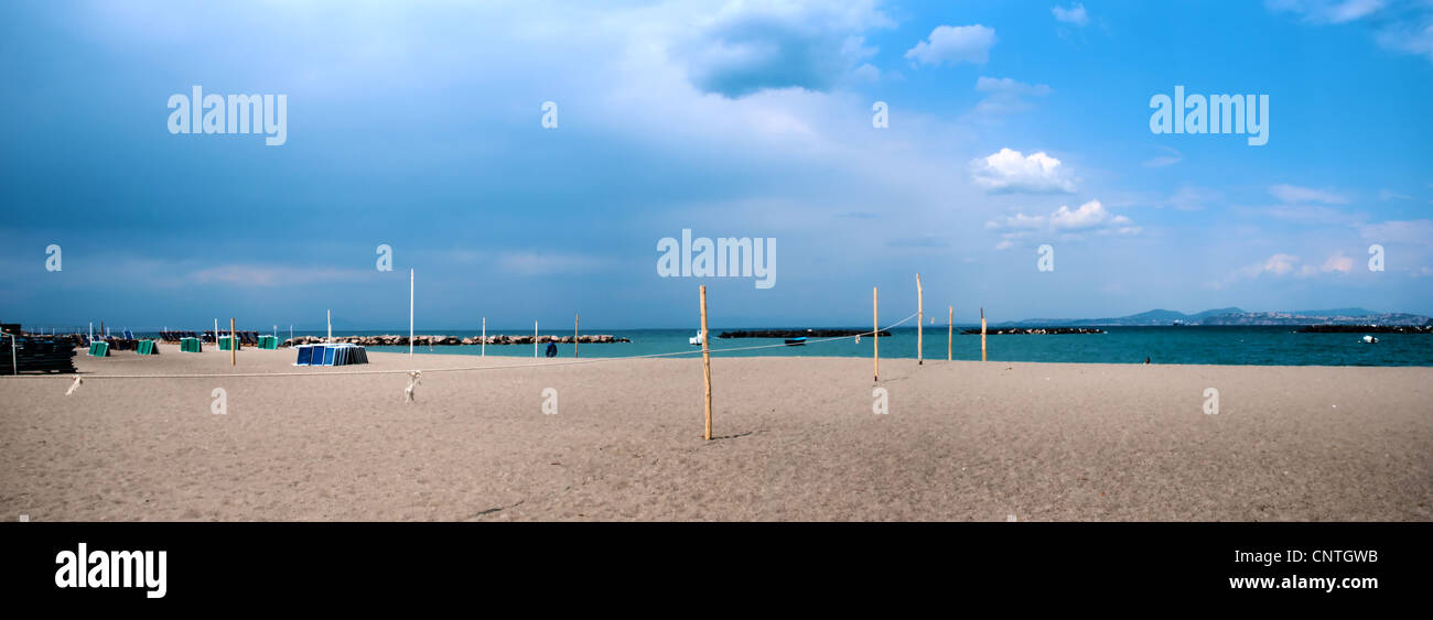 Vista panoramica di Ischia porto spiaggia, l'isola d' Ischia Foto Stock
