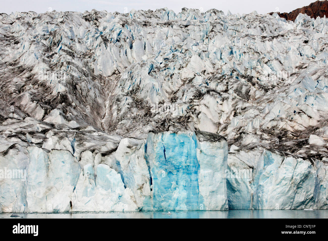 Abort bordo del ghiacciaio Kaerale, Sermiligaq fiordo, Groenlandia, Ammassalik, est della Groenlandia, Sermiligaq Foto Stock