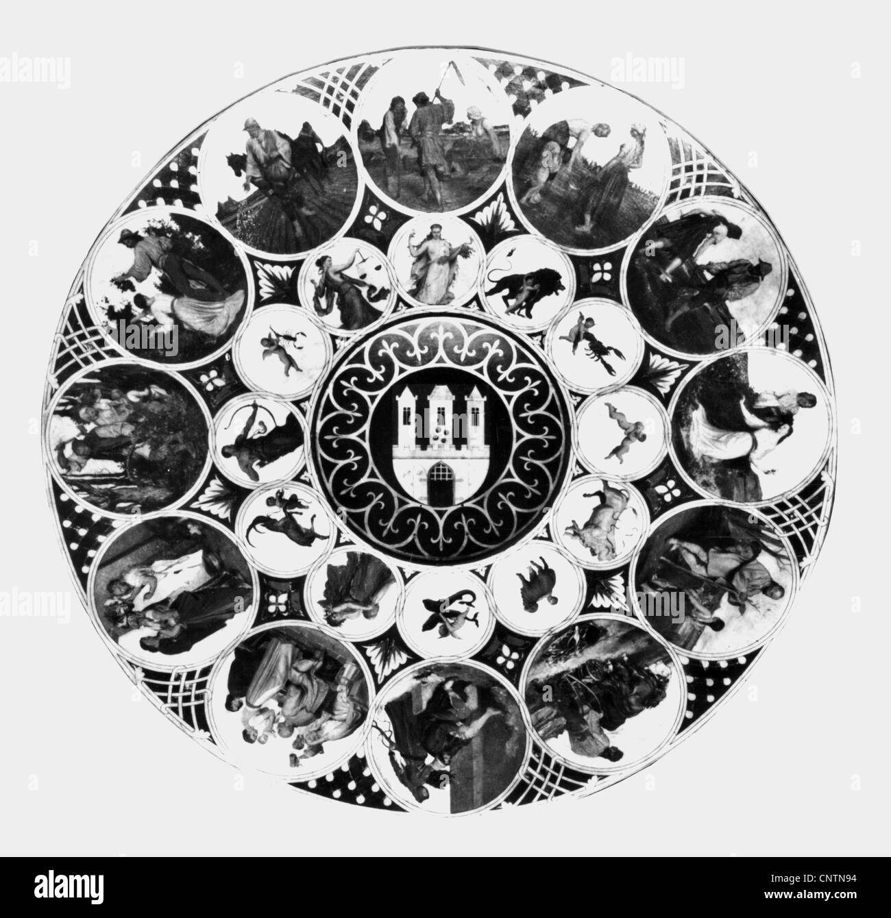 Manes, Josef, 12.5.1820 - 9.12.1871, pittore ceco, opere, calendario dell'orologio astronomico di Praga, 1865, Foto Stock