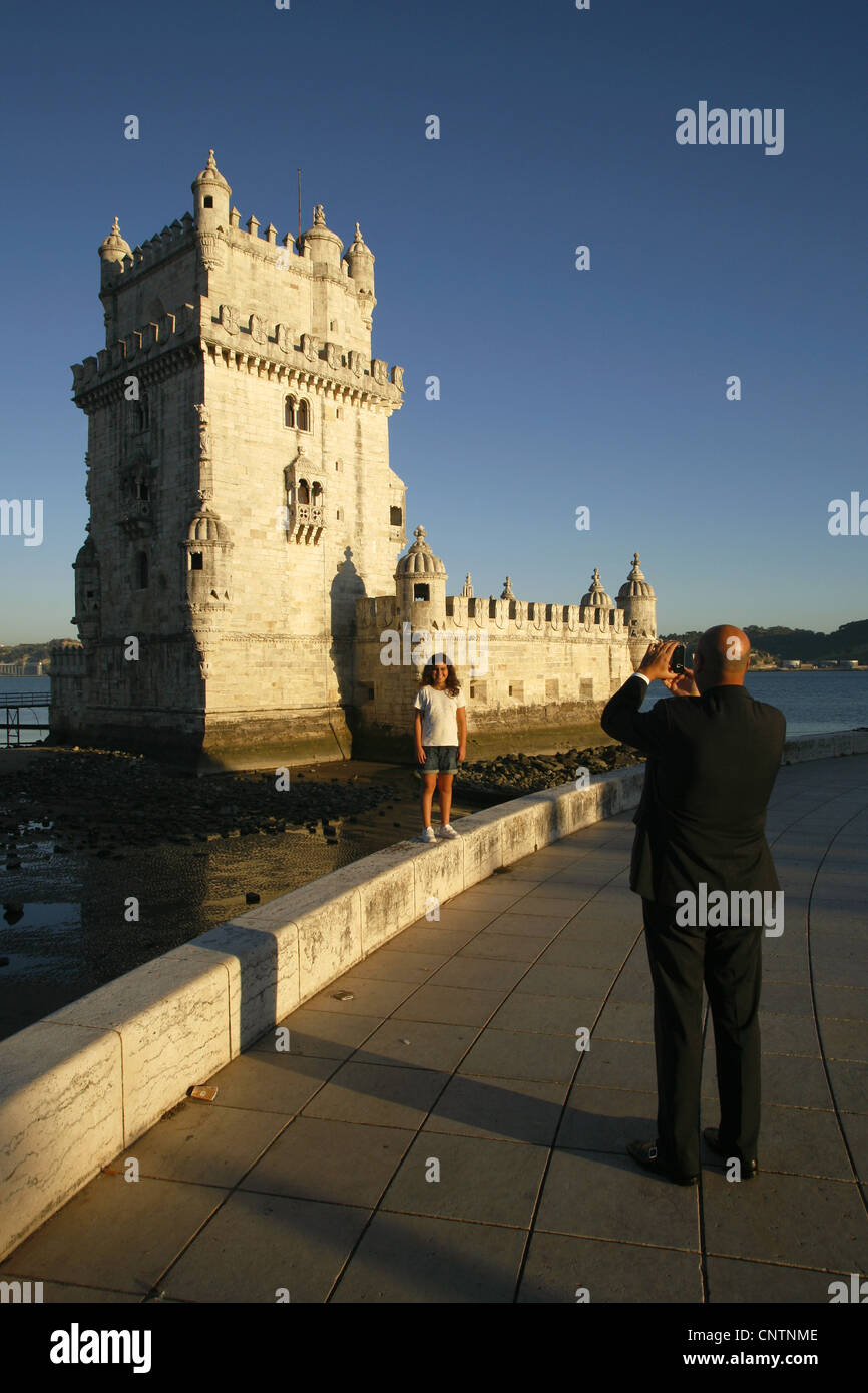Torre di Belém, Torre de Belém, Lisbona, Portogallo Foto Stock