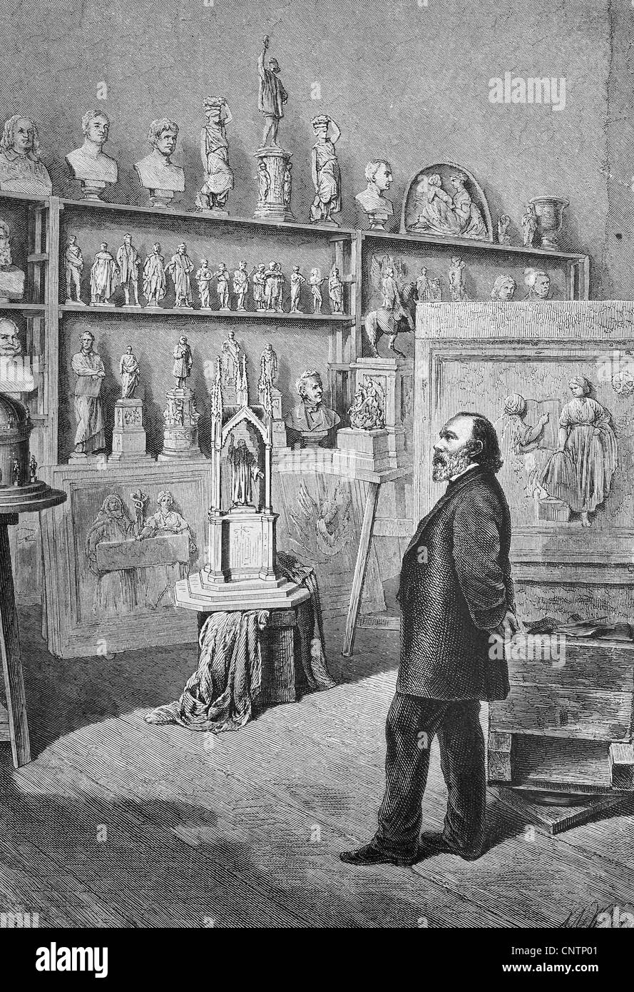 Johann Friedrich Drake, 1805-1882, scultore tedesco, storico xilografia, c. 1880 Foto Stock