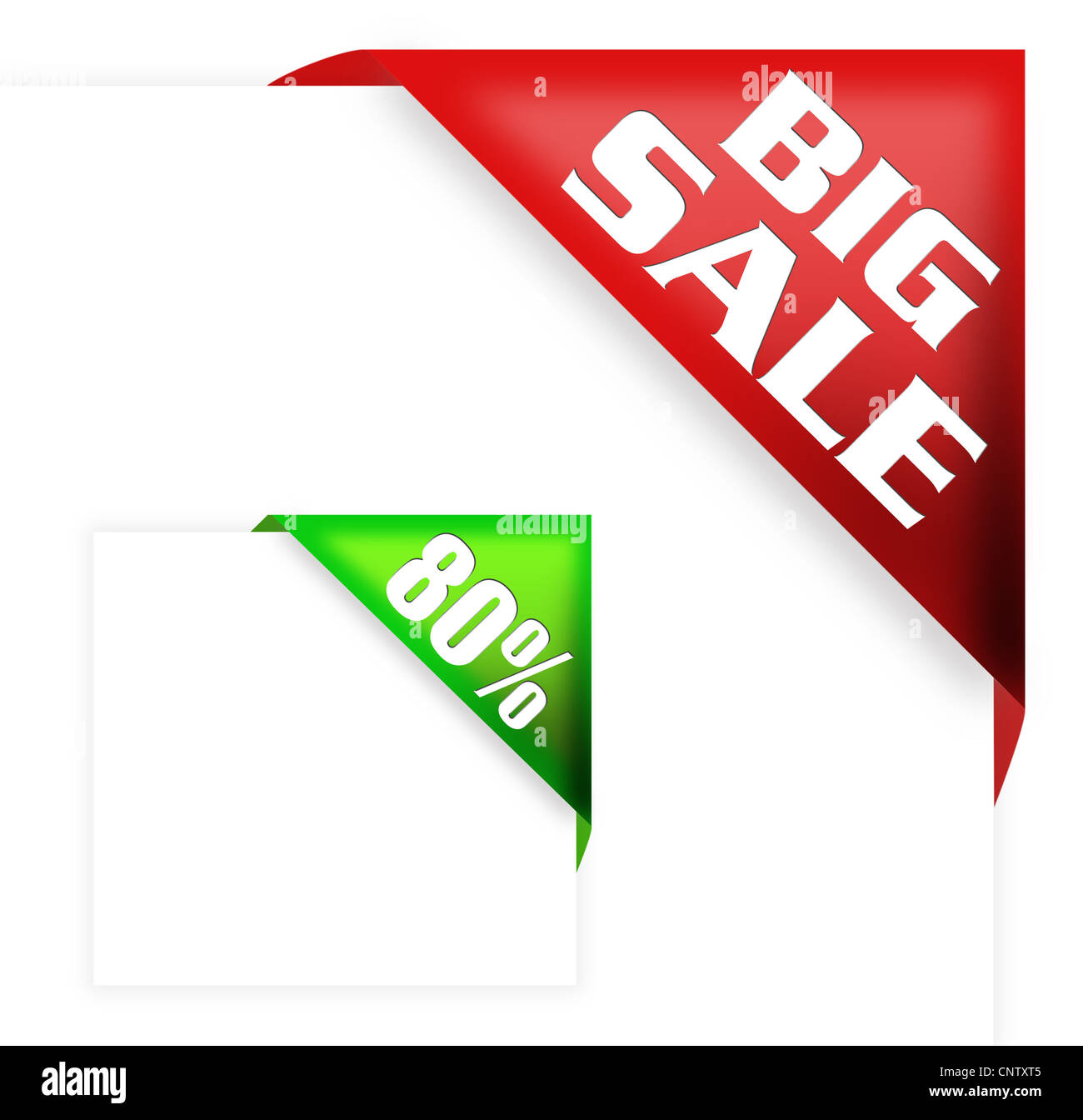 Angolo rosso nastro con vendita firmare e l'ottanta percento di sconto per il vostro negozio Foto Stock