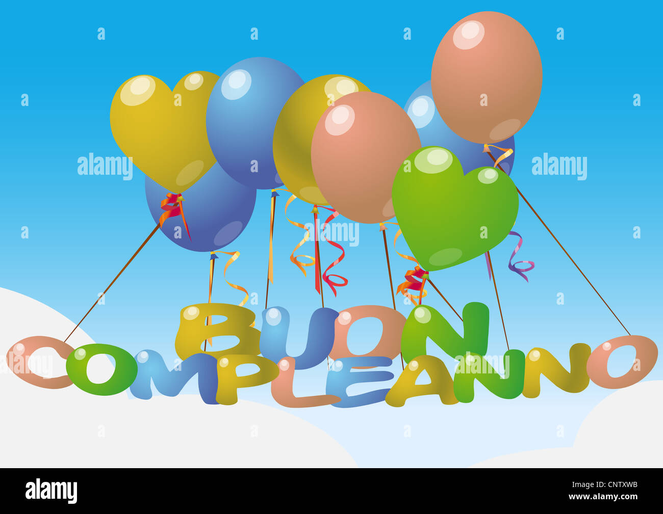 Illustrazione Di Buon Compleanno In Lingua Italiana Foto Stock Alamy