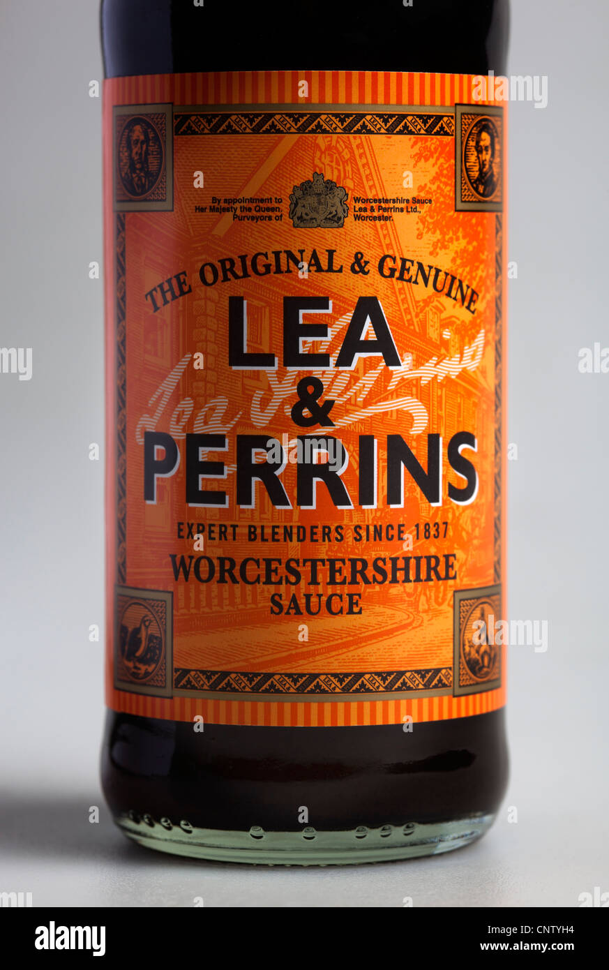 Bottiglia di Lea e Perrins di salsa Worcestershire Foto Stock