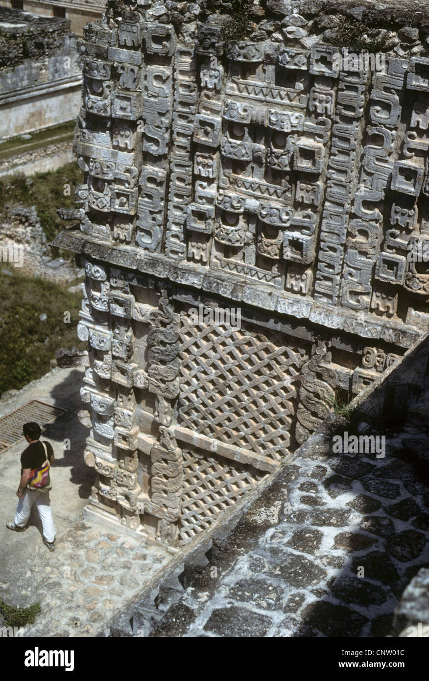 Fregio maya, Uxmal Uxmal, Yucatan, Messico Foto Stock