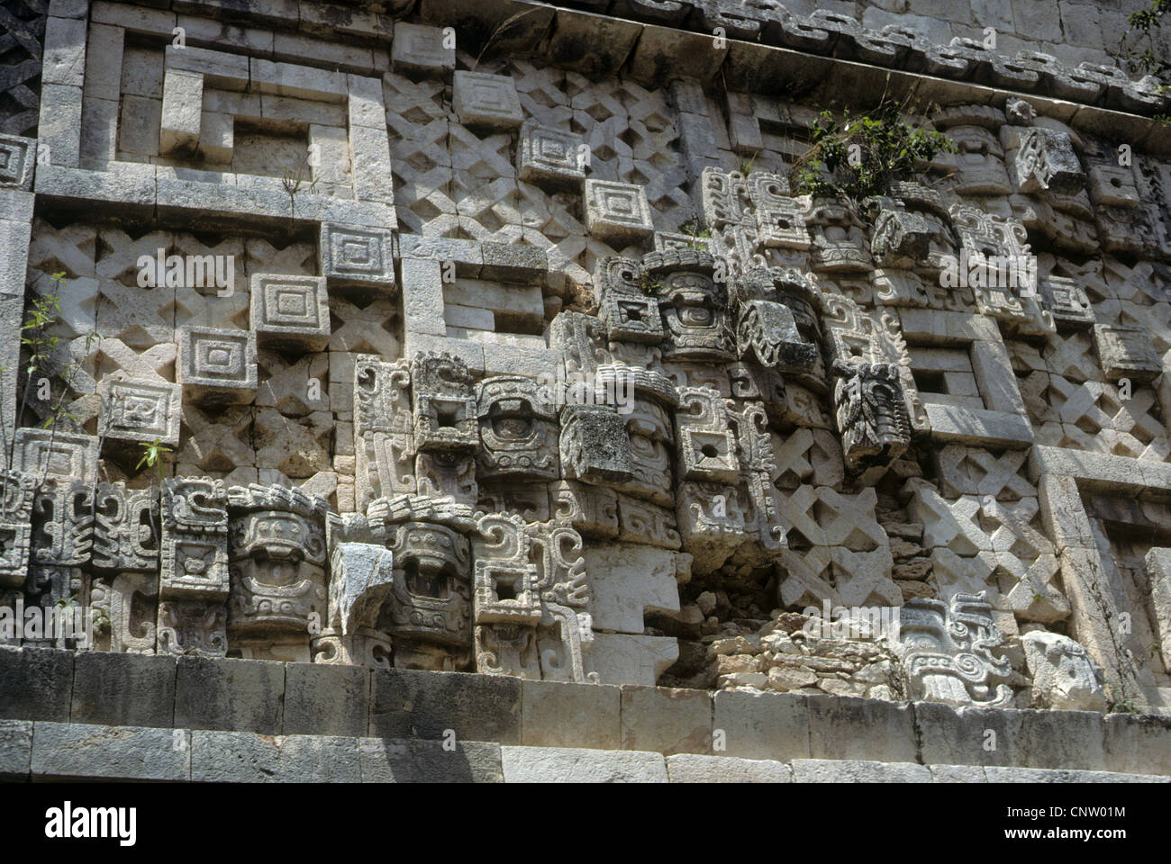 Fregio maya, Uxmal Uxmal, Yucatan, Messico Foto Stock
