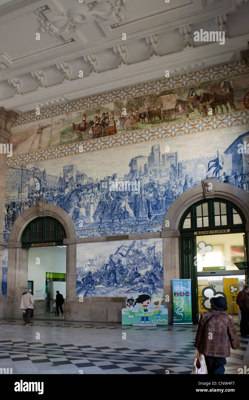 Ingresso, Estacao de Sao Bento (Sao Bento Station), Oporto, Portogallo Foto Stock