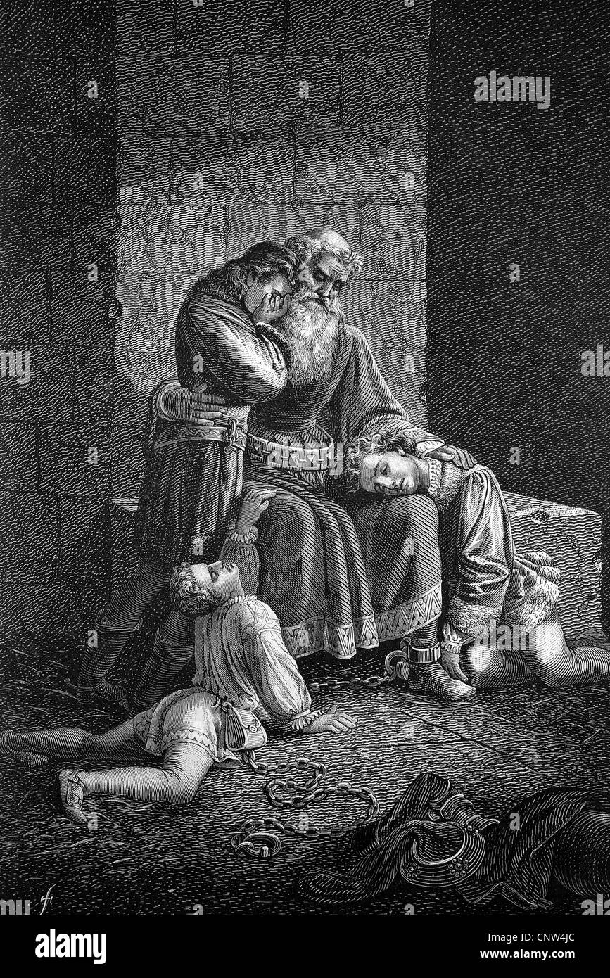 Ugolino della Gherardesca, 1220 - 1289, Conte di Donoratico, un nobiluomo toscano di origine sarda, in prigione la torre di Pisa Foto Stock