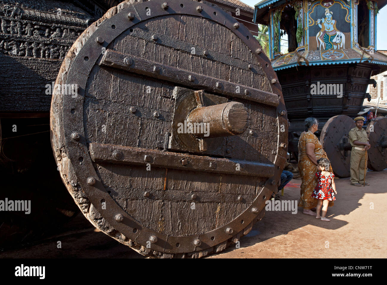 Carro di legno utilizzati presso il festival di Shivaratri (compleanno del Signore Shiva). Gokarna. India Foto Stock