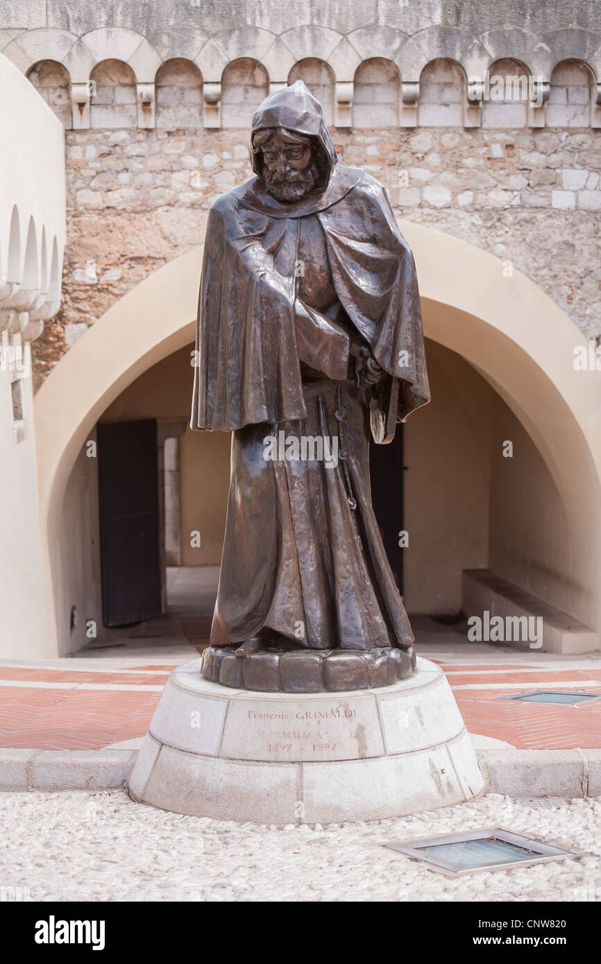 Statua di guelfi Francois Grimaldi in Monte Carlo Foto Stock