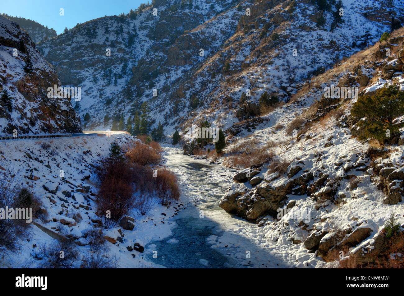 Clear Creek Canyon in Jefferson county, Colorado in inverno Foto Stock