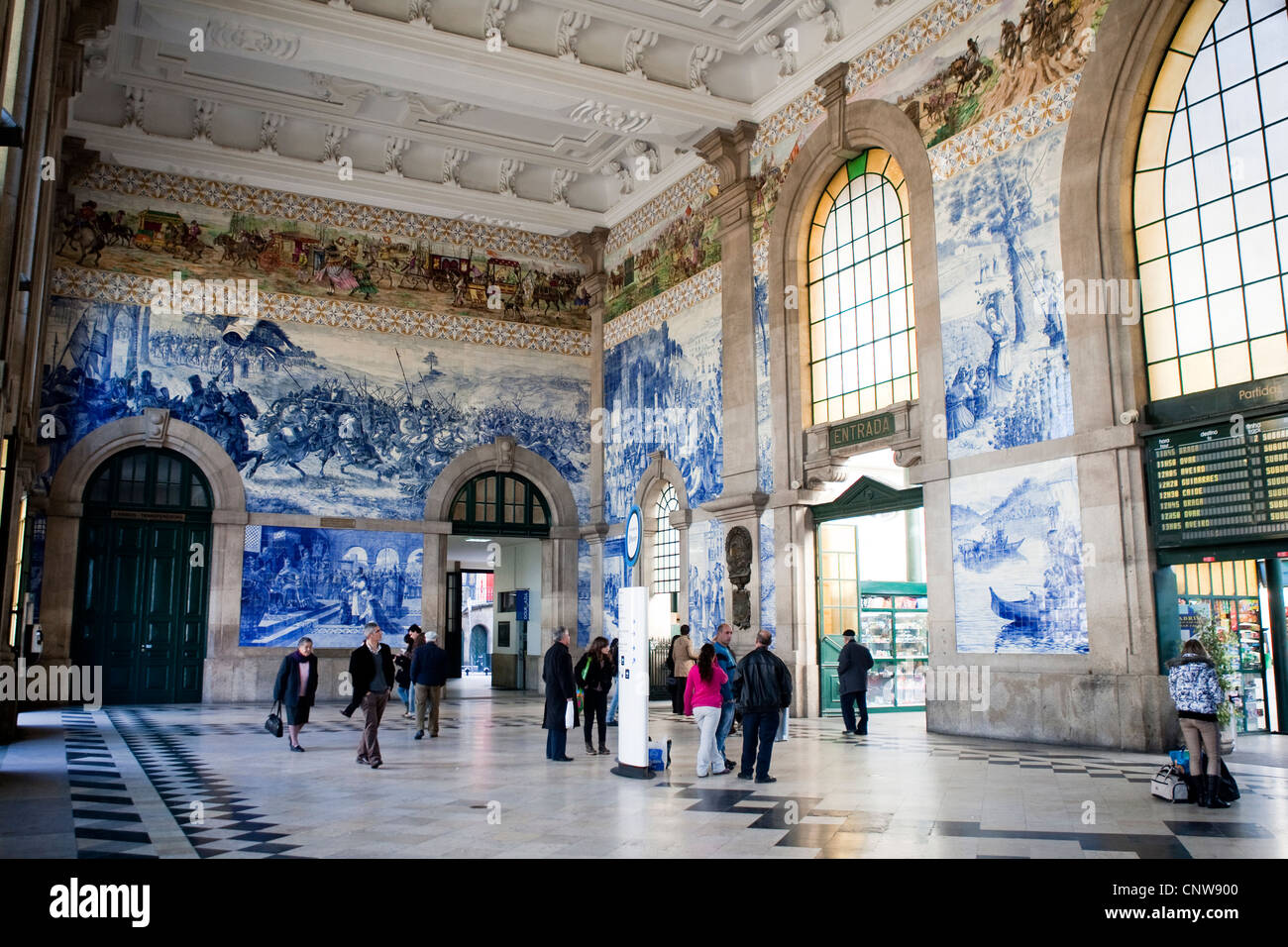 Ingresso, Estacao de Sao Bento (Sao Bento Station), Oporto, Portogallo Foto Stock