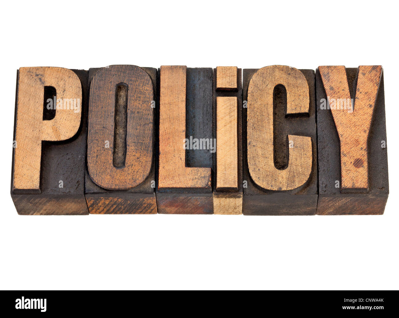 Politica - parola isolata in rilievografia vintage tipo legno Foto Stock