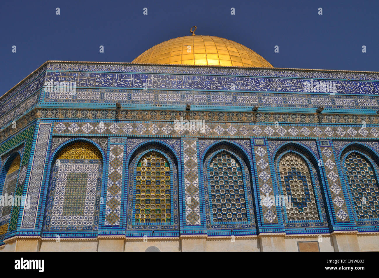 Montagna del Tempio e Cupola della roccia, la moschea Al Aqsa sito, Gerusalemme est, Città Vecchia, disputerà santo sito f Musulmani, Cristiani ed Ebrei Foto Stock