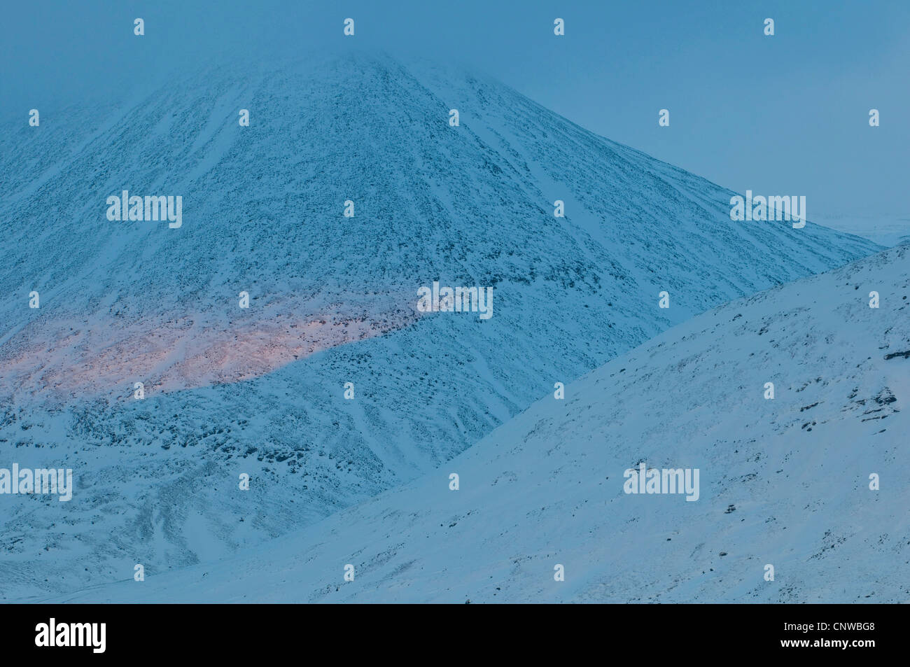 Atmosfera serale im Akka montagne, Svezia, la Lapponia Norrbotten, Stora Sjoefallet Parco Nazionale Foto Stock