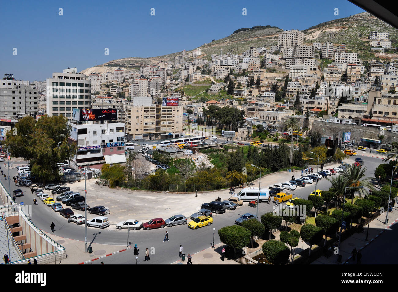 Autorità nazionale palestinese Nablus, West Bank, Palestina, Israele, ha fallito due stato sistema con coloni ebrei invadendo Foto Stock