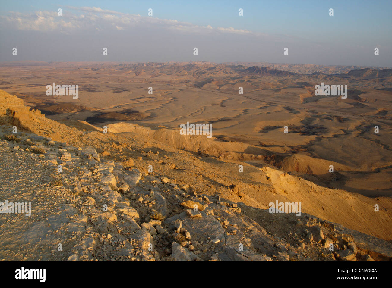Cratere Makhtesh Ramon al deserto del Negev, Israele Foto Stock