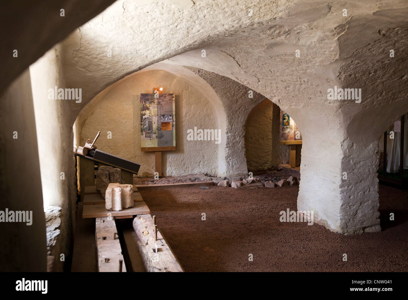 Regno Unito, Inghilterra, Devon, Torquay, Torre Abbey undercroft, parte superstite del borgo medievale di edificio monastico Foto Stock